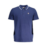 Fila Classic Blue Cotton Polo with Contrast Details -   -  Fila.